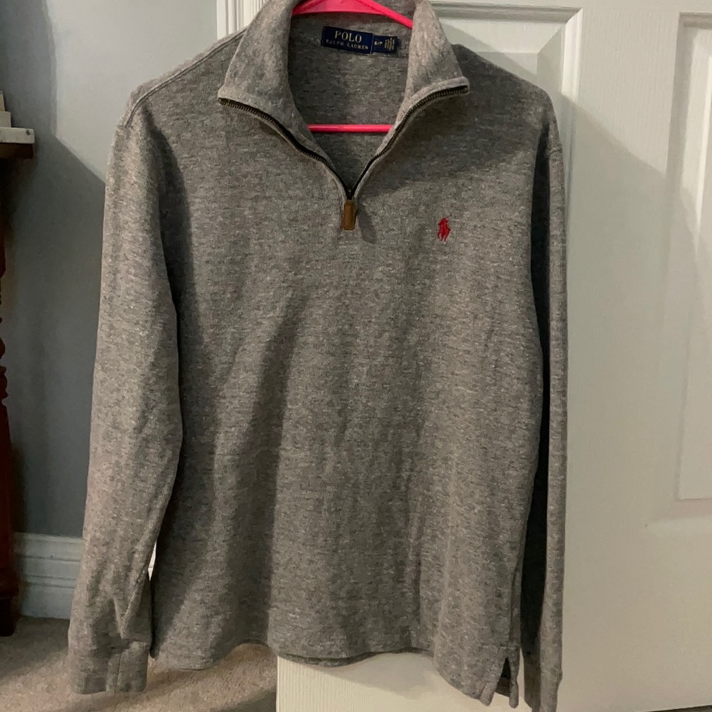 Grey polo quarter zip pullover